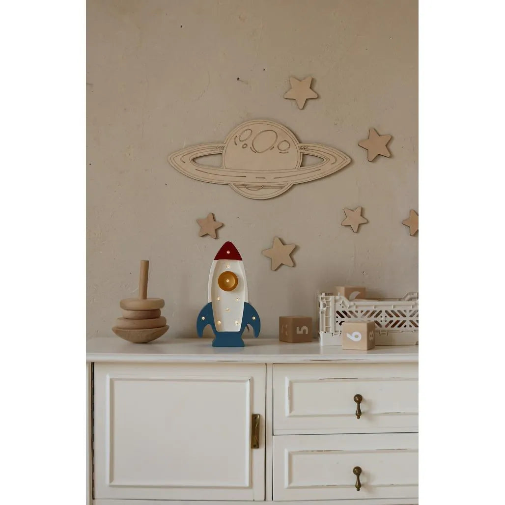 Space - Wooden Wall Decoration - Moon + Saturn + Rocket + 10 Stars - Wall - Cut It Now