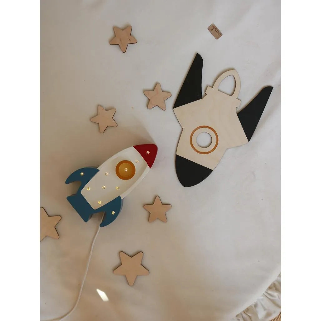 Space - Wooden Wall Decoration - Moon + Saturn + Rocket + 10 Stars - Wall - Cut It Now
