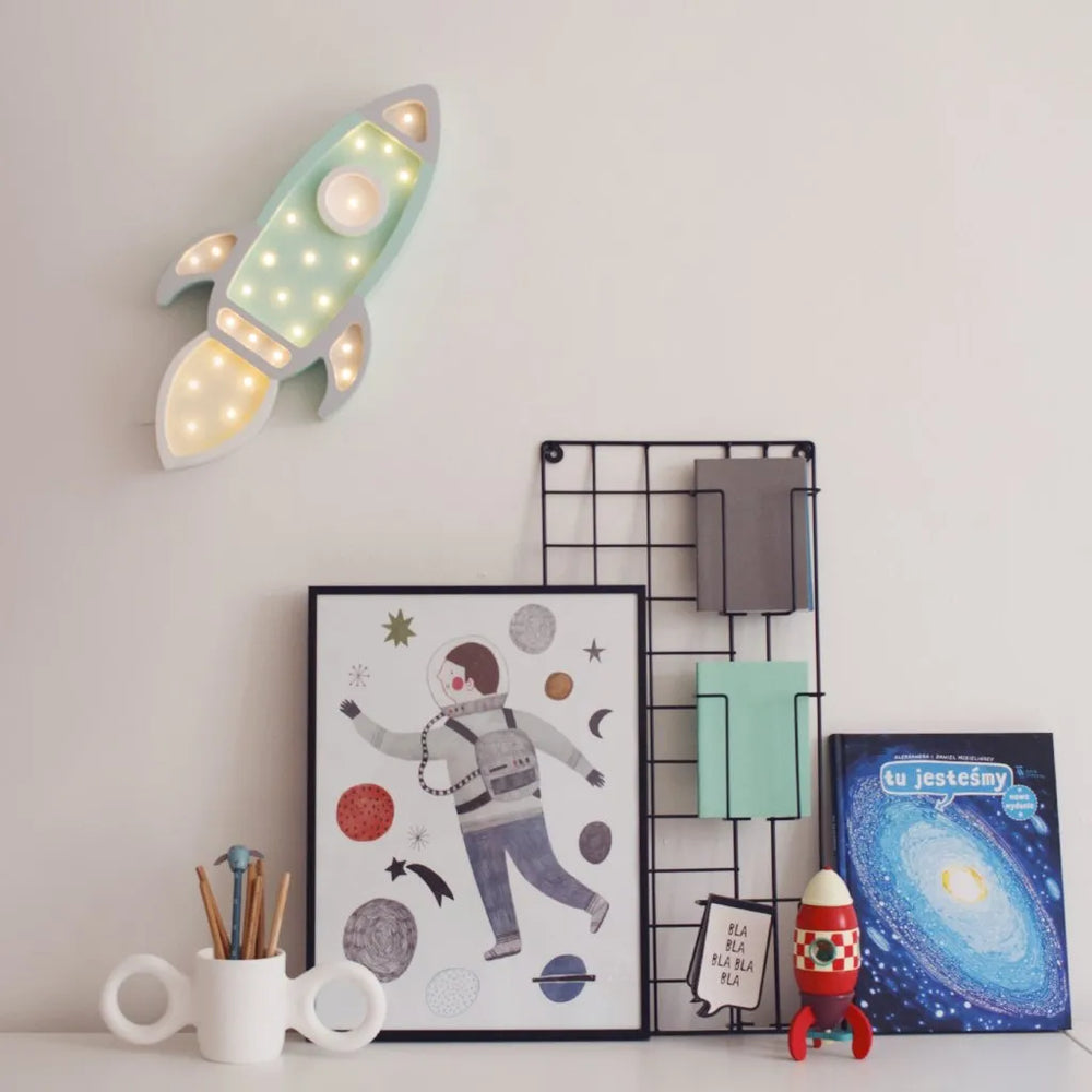Space Rocket Lamp - Little Lights - Wooden Lamps