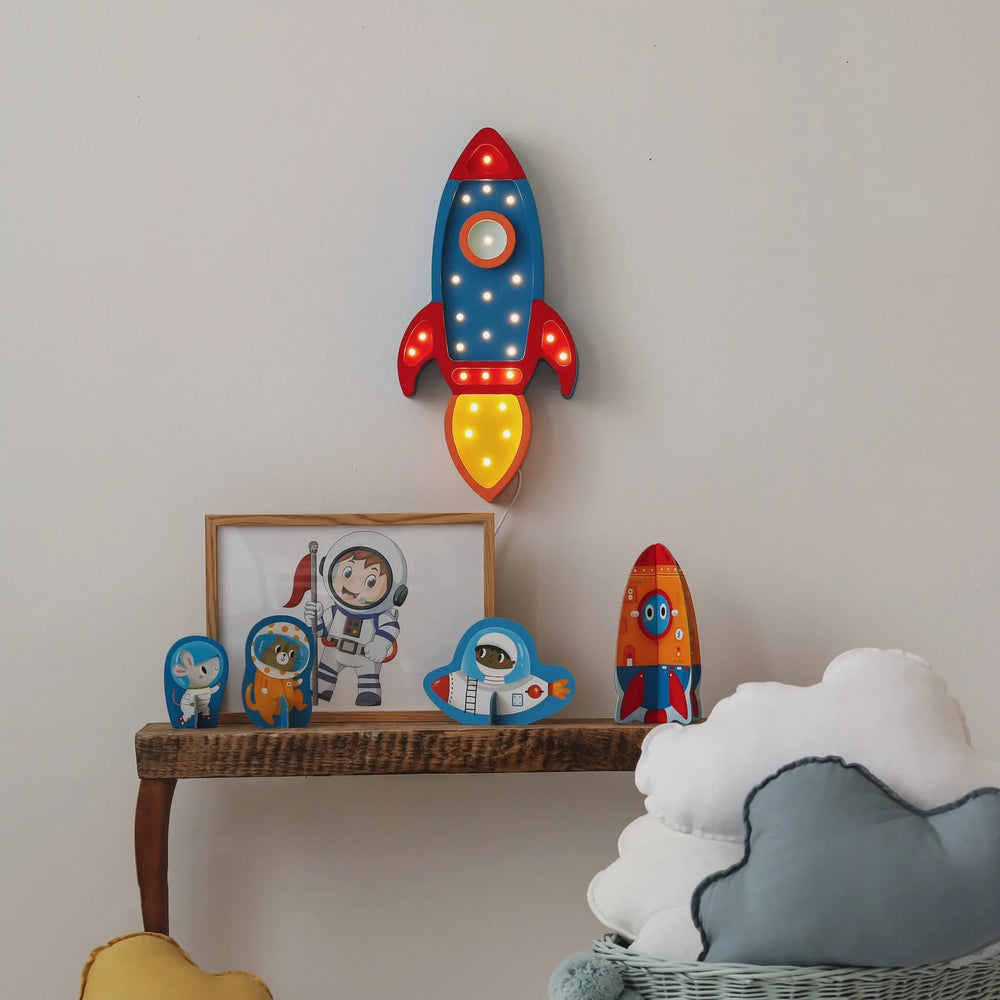 Space Rocket Lamp - Little Lights - Wooden Lamps