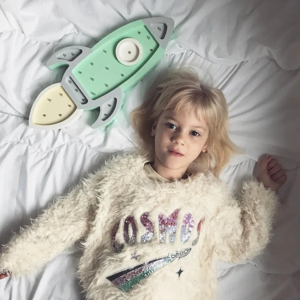 Space Rocket Lamp - Little Lights - Wooden Lamps