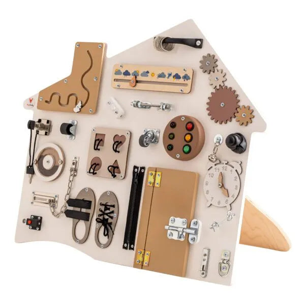 Xl Biely Domček Manipulačná Tabuľa - Montessori - Foxy Family