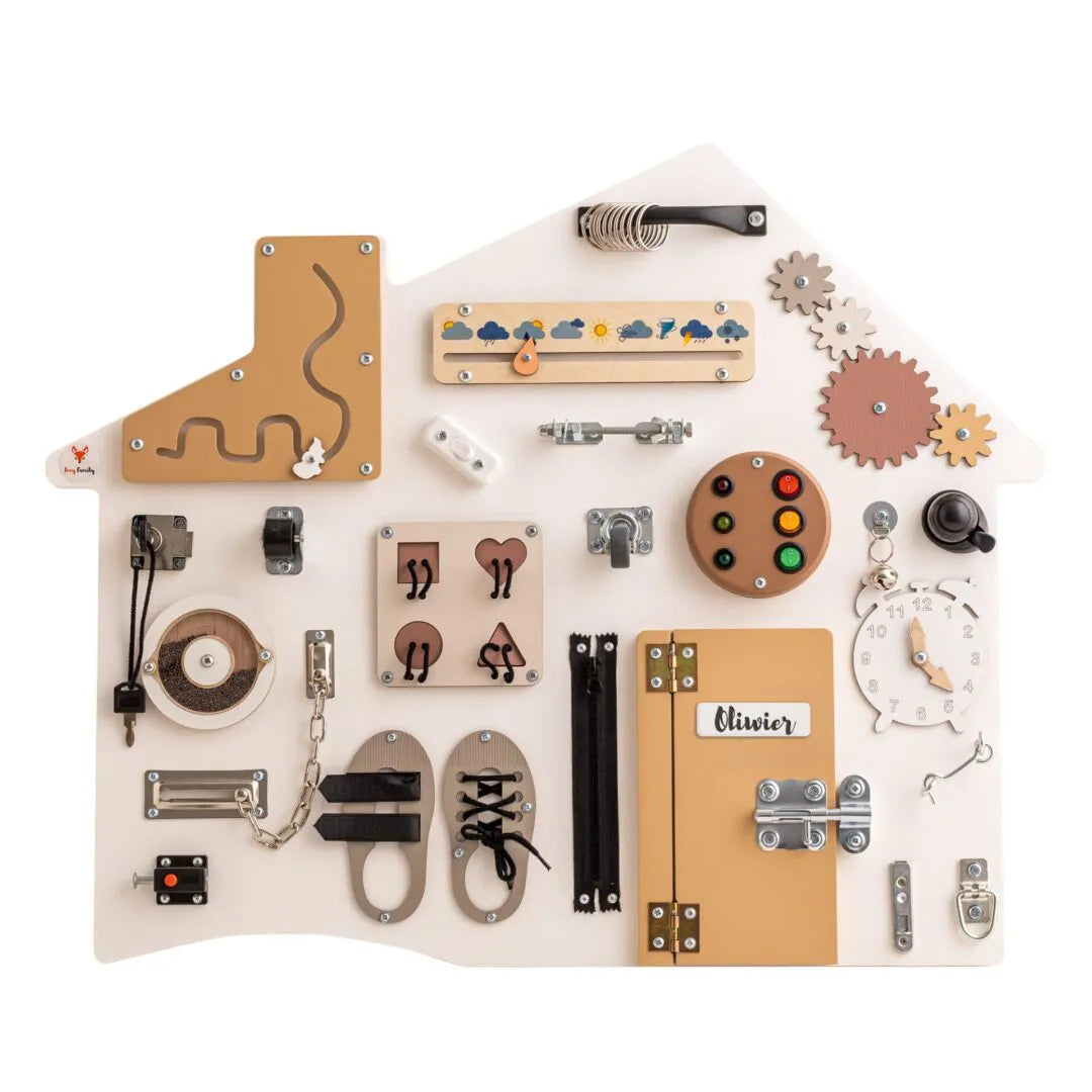 Xl Biely Domček Manipulačná Tabuľa - Montessori - Foxy Family