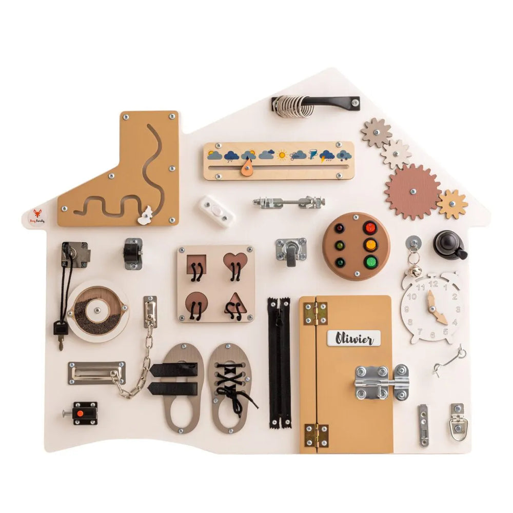 Xl Biely Domček Manipulačná Tabuľa - Montessori - Foxy Family