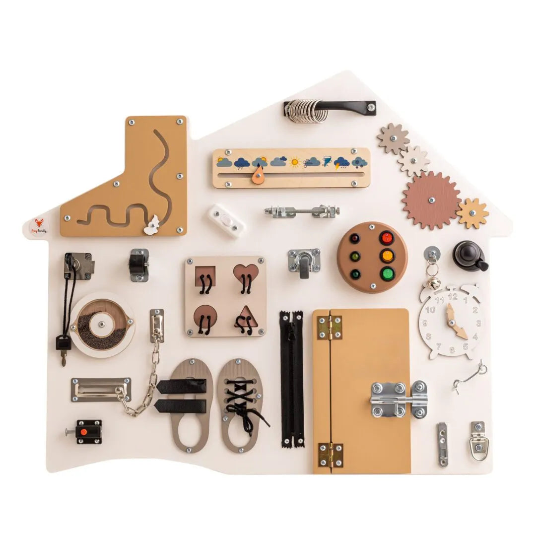 Xl Biely Domček Manipulačná Tabuľa - Montessori - Foxy Family