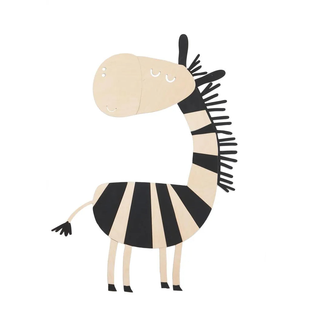 Cebra - Decoración de pared de madera estilo safari. Tamaño XL: 130 x 94 cm. - Pared. ¡Recórtalo ahora!