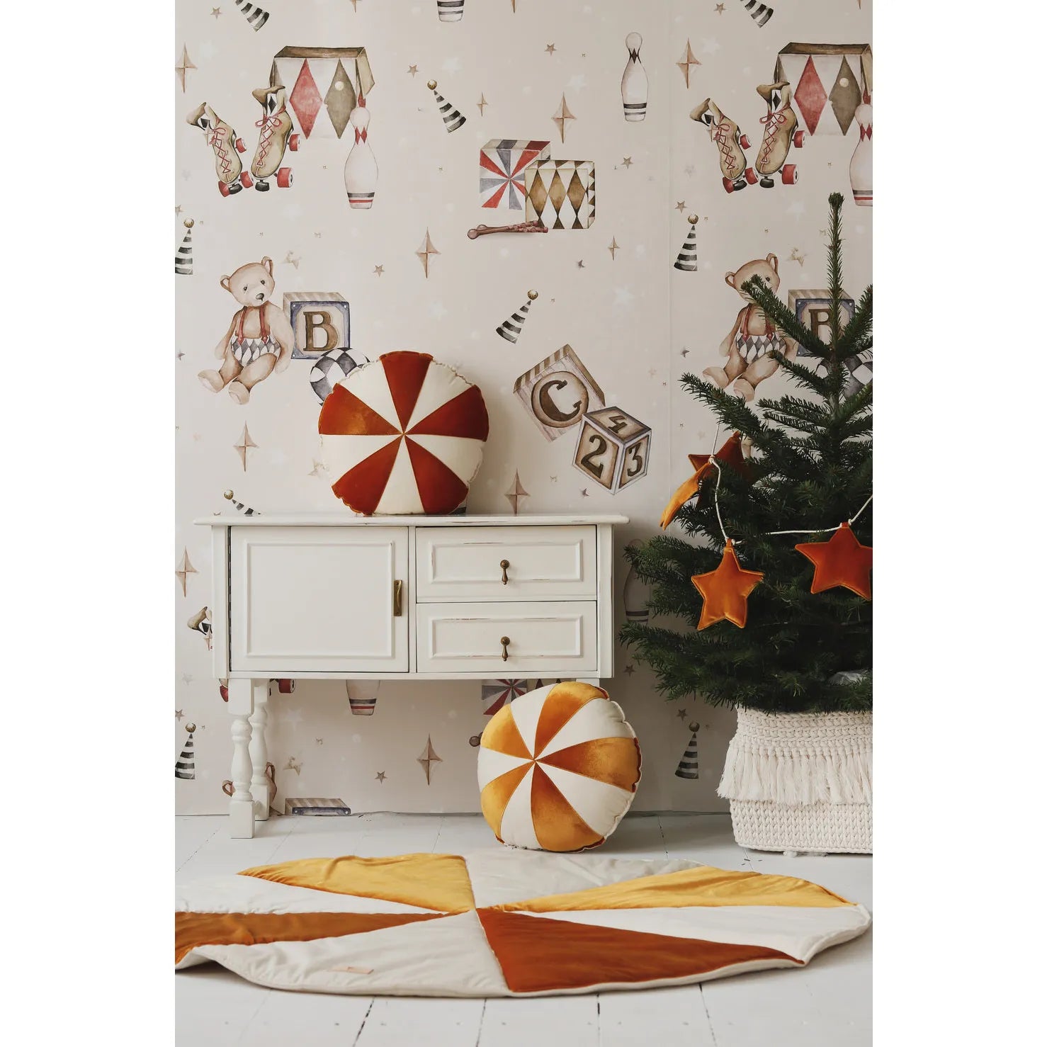 Gold Candy Christmas Round Patchwork Mat - Moi Mili - Mats