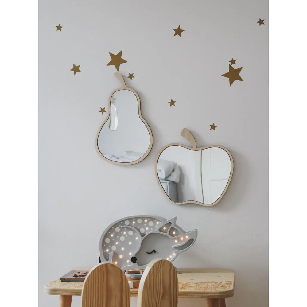Apple Mirror - Safe Acrylic and Wooden Mirror for Kids - 30cmx30cm - Wall Decoration - Cut It Now