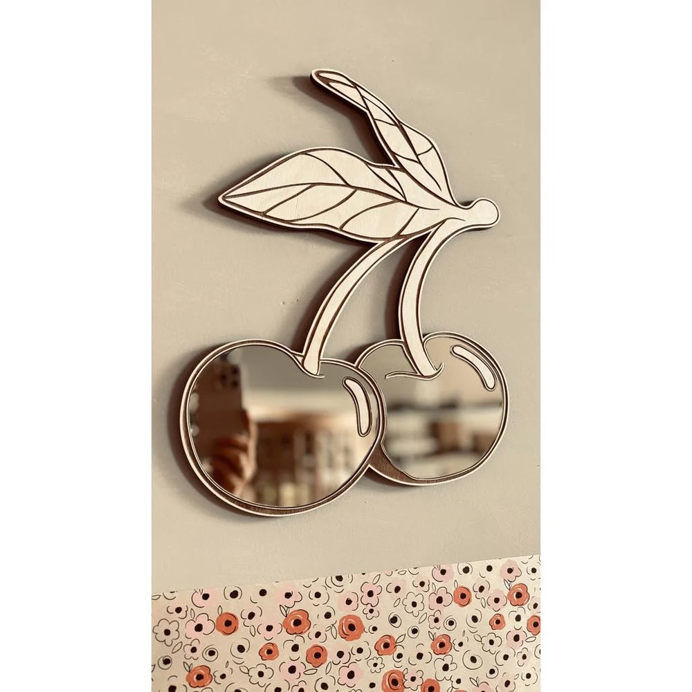 Espejo Cereza - Acrílico y Madera de Seguridad para Niños - 30cmx30cm - Decoración de Pared - Cut It Now