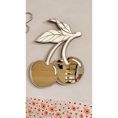 Cherry Mirror - Children's Safety Acrylic and Wooden Mirror - 30cmx30cm - Wall Decoration - Cut It Now