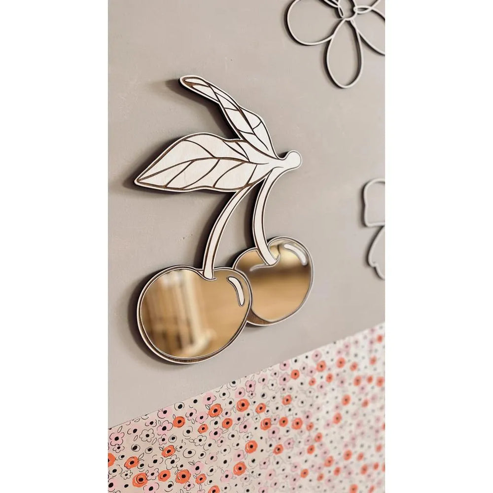Cherry Mirror - Children's Safety Acrylic and Wooden Mirror - 30cmx30cm - Wall Decoration - Cut It Now