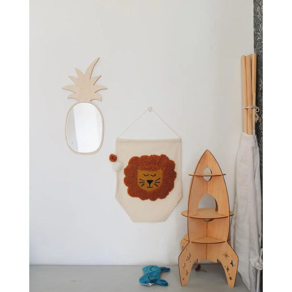 Pineapple Shaped Mirror - Safe Acrylic and Wooden Mirror Suitable for Kids - 23cmx48cm - Wall Decoration - Cut It