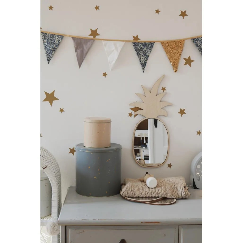 Pineapple Shaped Mirror - Safe Acrylic and Wooden Mirror Suitable for Kids - 23cmx48cm - Wall Decoration - Cut It