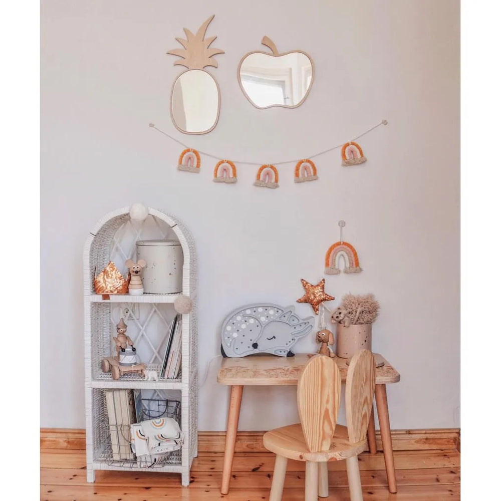 Pineapple Shaped Mirror - Safe Acrylic and Wooden Mirror Suitable for Kids - 23cmx48cm - Wall Decoration - Cut It