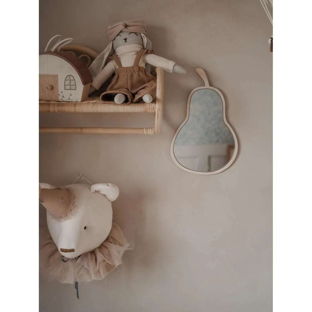Zrcadlo ve Tvaru Hrušky - Bezpečné Akrylové a Dřevěné Zrcadlo Vhodné pro Děti - 23cmx35cm - Nástěnná Dekorace - Cut It