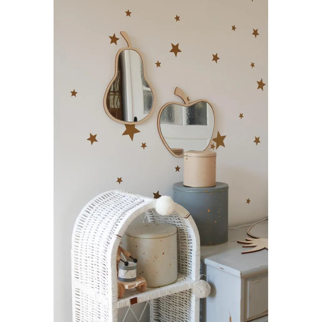 Pear Shaped Mirror - Safe Acrylic and Wooden Mirror Suitable for Kids - 23cmx35cm - Wall Decoration - Cut It