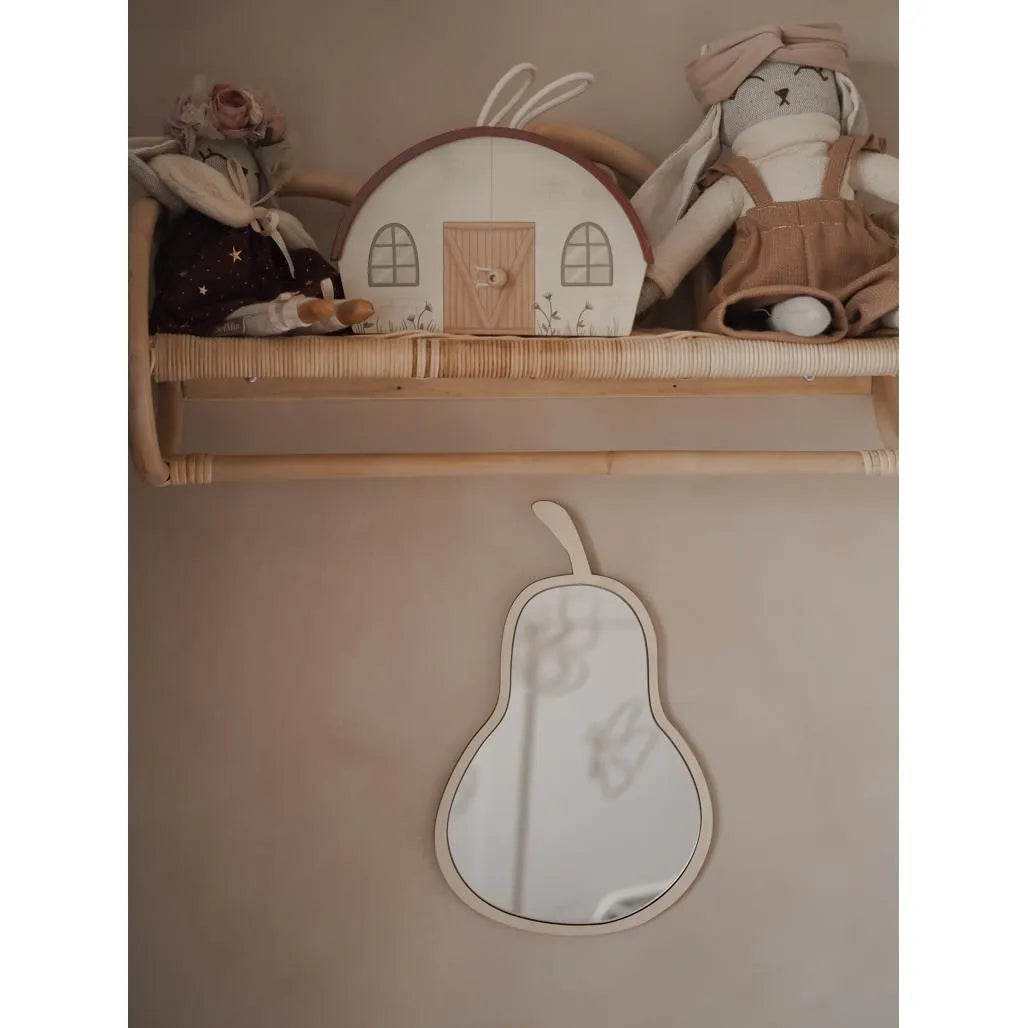 Pear Shaped Mirror - Safe Acrylic and Wooden Mirror Suitable for Kids - 23cmx35cm - Wall Decoration - Cut It