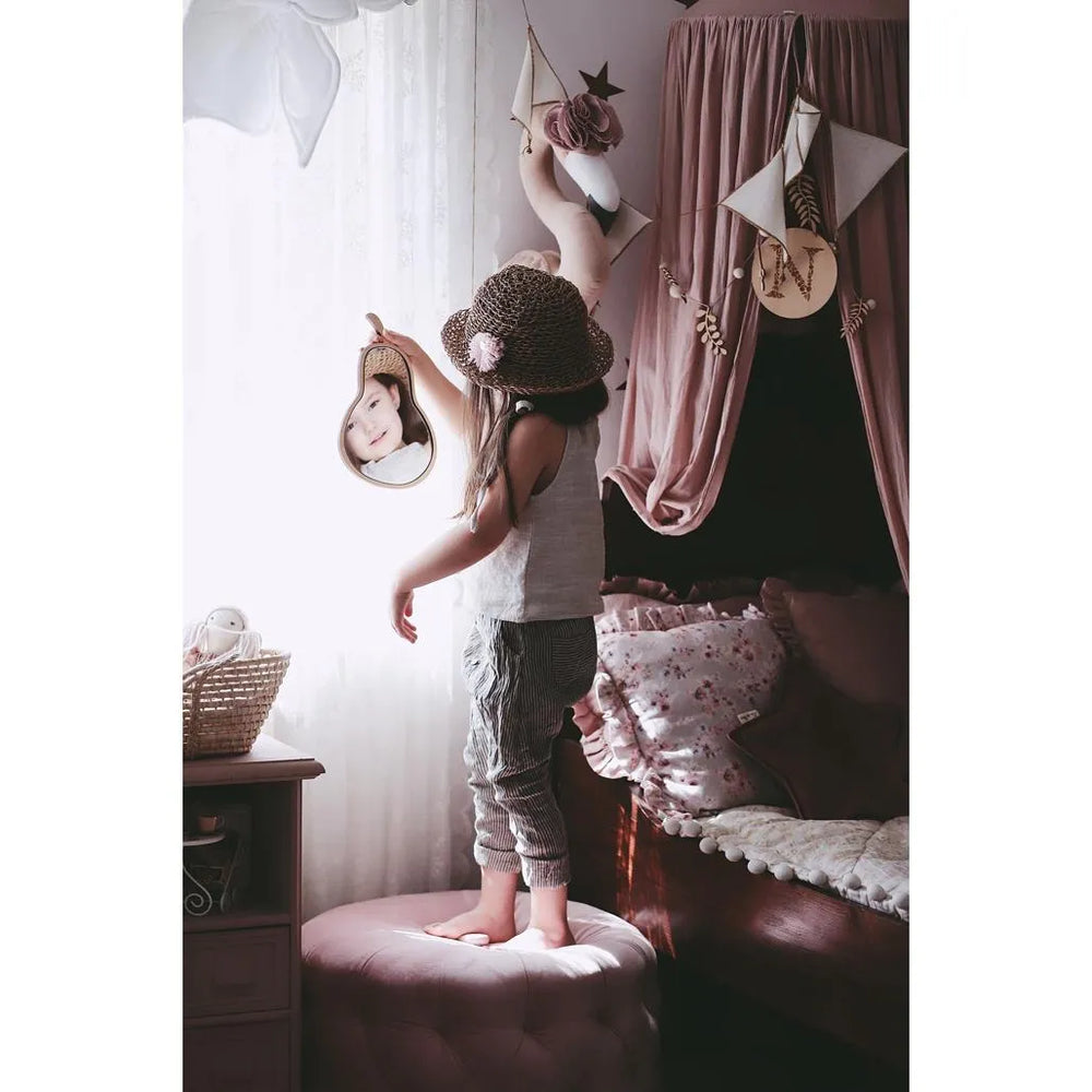 Pear Shaped Mirror - Safe Acrylic and Wooden Mirror Suitable for Kids - 23cmx35cm - Wall Decoration - Cut It
