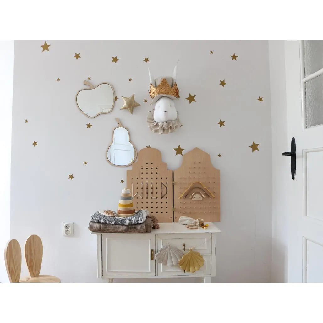 Pear Shaped Mirror - Safe Acrylic and Wooden Mirror Suitable for Kids - 23cmx35cm - Wall Decoration - Cut It