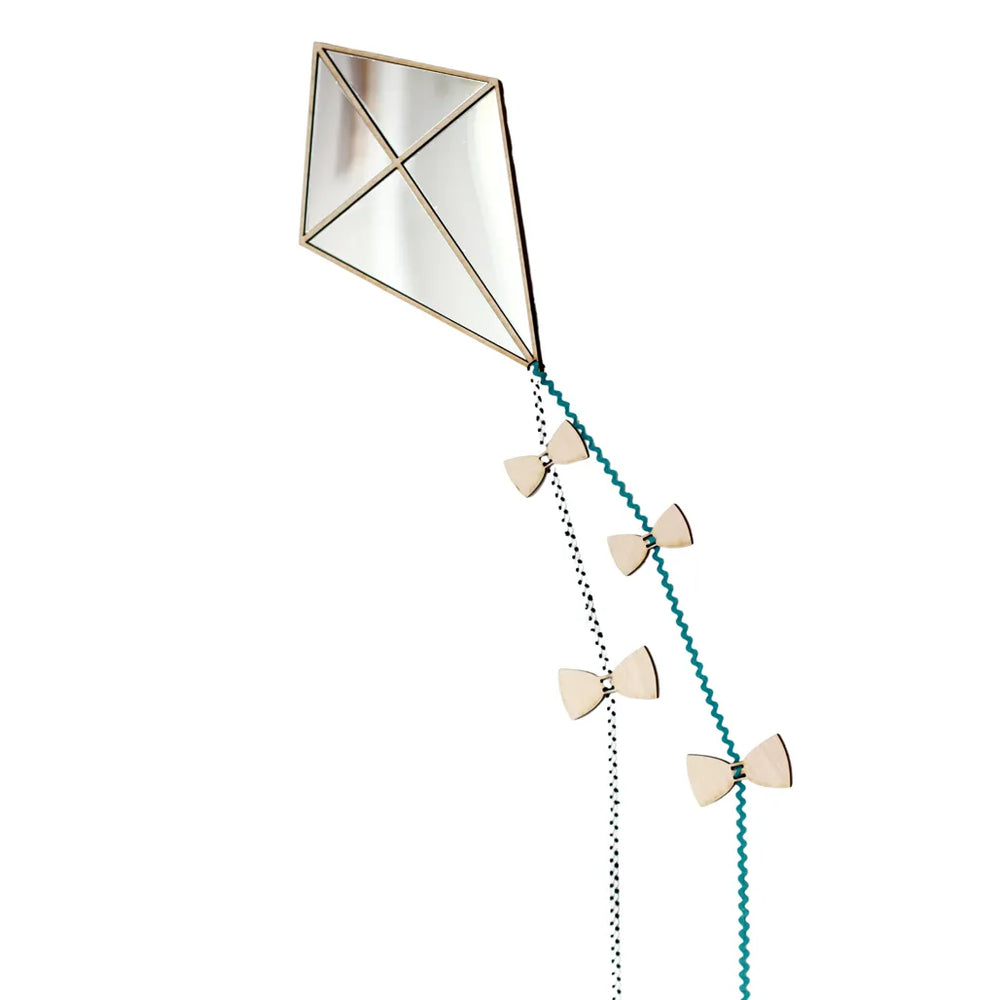 Kite Mirror - Safe Acrylic and Wooden Mirror for Kids - 32cmx21cm - Wall Decoration - Cut It Now