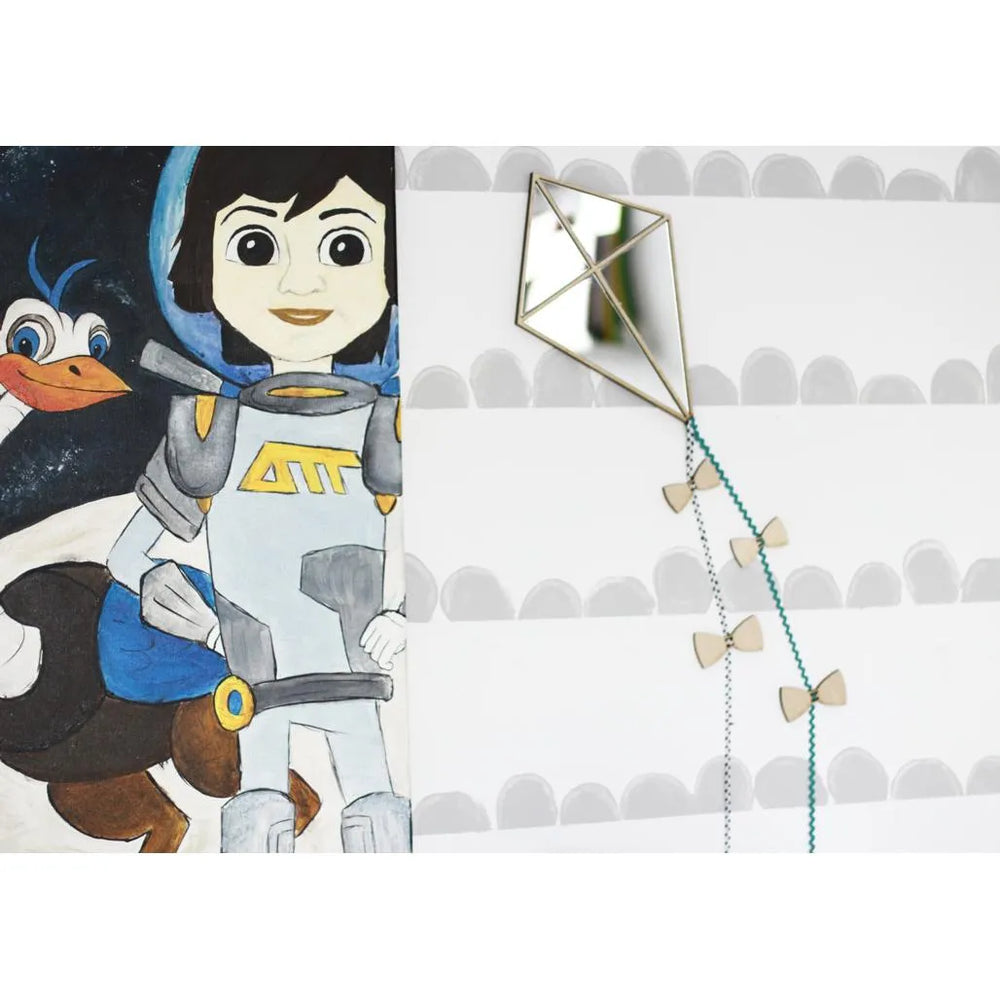Kite Mirror - Safe Acrylic and Wooden Mirror for Kids - 32cmx21cm - Wall Decoration - Cut It Now