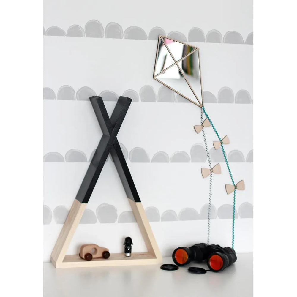 Kite Mirror - Safe Acrylic and Wooden Mirror for Kids - 32cmx21cm - Wall Decoration - Cut It Now